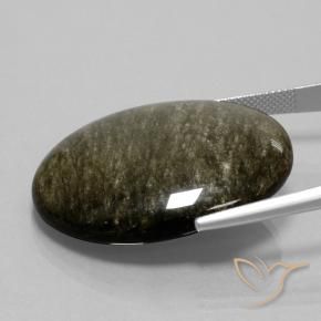 Obsidiana Preto com brilho dourado Natural 41.01ct, oval, Opaco