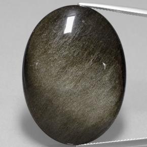 Obsidiana preto natural 58,06ct, corte oval, opaco