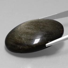 Obsidiana preto natural 58,06ct, corte oval, opaco
