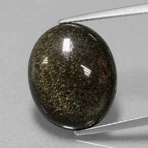 Obsidiana ouro natural 9,57ct, corte oval, opaco