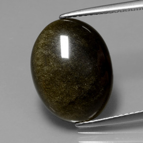 Obsidiana Brilho Dourado Natural 6.16ct, Corte Oval, Opaco