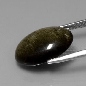 Obsidiana Brilho Dourado Natural 6.16ct, Corte Oval, Opaco