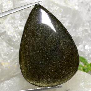 Obsidiana preto natural 30,16ct, formato de pêra, opaco