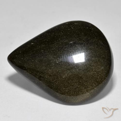 30.47ct Natural Preto com brilho dourado Obsidiana, Formato de pêra, Opaco