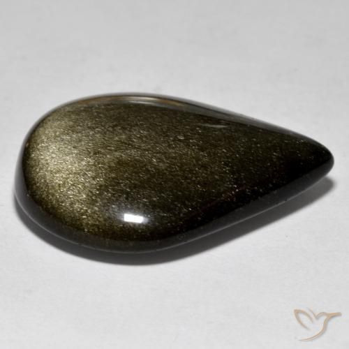 Obsidiana Preto com brilho dourado Natural 30.47ct, Formato de pêra, Opaco