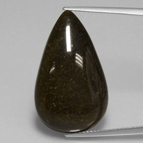 Obsidiana ouro natural 21,72ct, formato de pêra, opaco