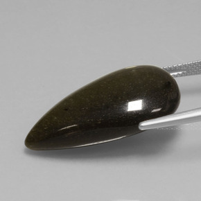 Obsidiana ouro natural 21,72ct, formato de pêra, opaco