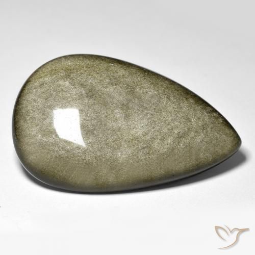 Obsidiana Preto com brilho dourado Natural 45.34ct, Formato de pêra, Opaco