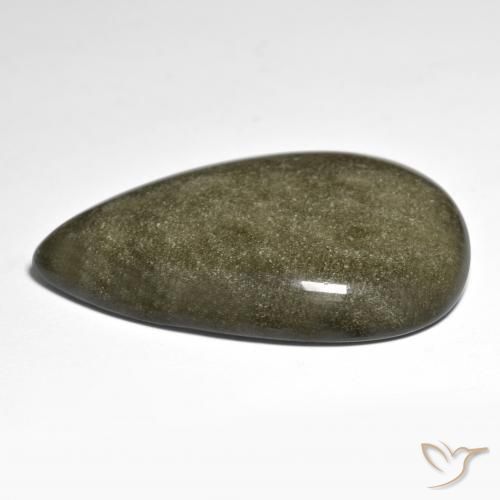 Obsidiana Preto com brilho dourado Natural 45.34ct, Formato de pêra, Opaco