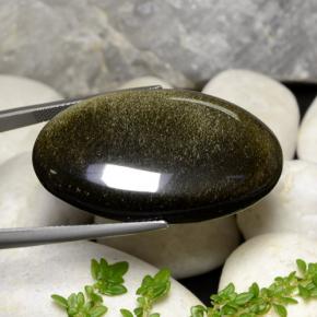 Obsidiana preto natural 40,40ct, corte oval, opaco