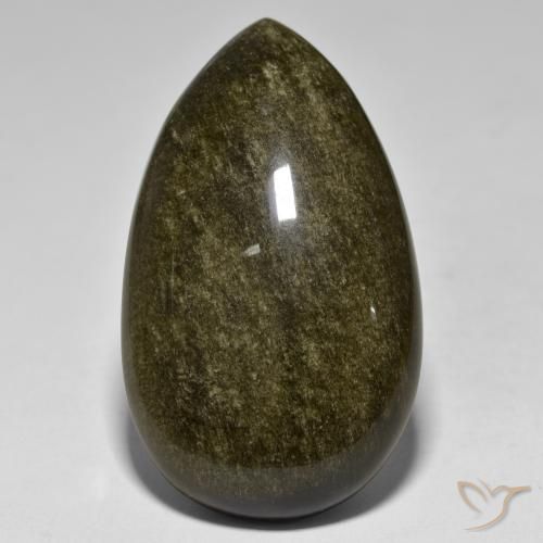 Obsidiana dourado natural 53,77ct, formato de pêra, opaco
