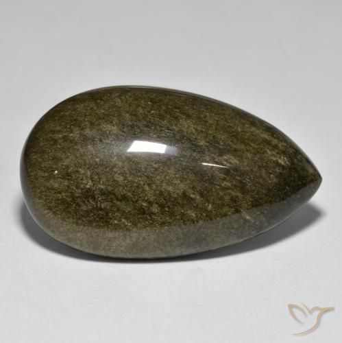 Obsidiana dourado natural 53,77ct, formato de pêra, opaco