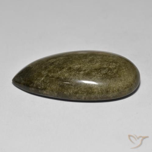 Obsidiana dourado natural 53,77ct, formato de pêra, opaco