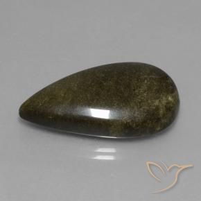 Obsidiana Preto com brilho dourado Natural 24.22ct, Formato de pêra, Opaco
