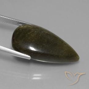 Obsidiana Preto com brilho dourado Natural 24.22ct, Formato de pêra, Opaco