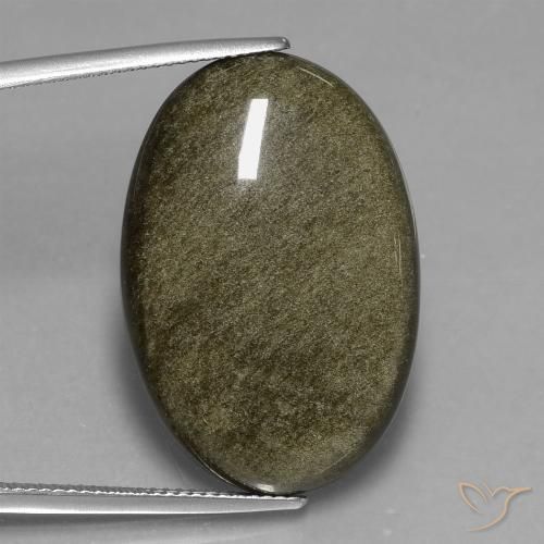 24.53ct Natural Preto com brilho dourado Obsidiana, oval, Opaco
