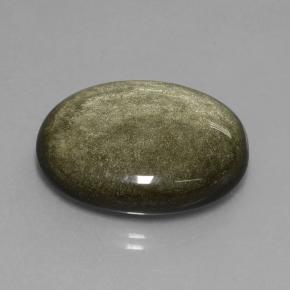 Obsidiana preto natural 31,40ct, corte oval, opaco