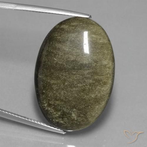 26.52ct Natural Preto com brilho dourado Obsidiana, oval, Opaco