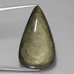 Obsidiana ouro natural 32,65ct, formato de pêra, opaco