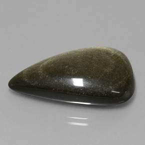 Obsidiana ouro natural 32,65ct, formato de pêra, opaco