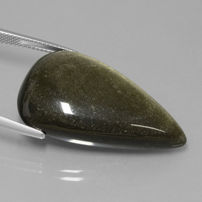 Obsidiana ouro natural 32,65ct, formato de pêra, opaco