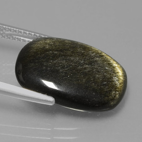 Obsidiana ouro natural 7,56ct, almofada cortada, opaco