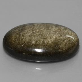Obsidiana preto natural 42,84ct, corte oval, opaco