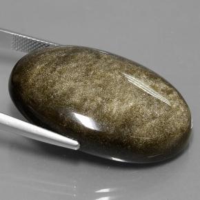 Obsidiana preto natural 42,84ct, corte oval, opaco