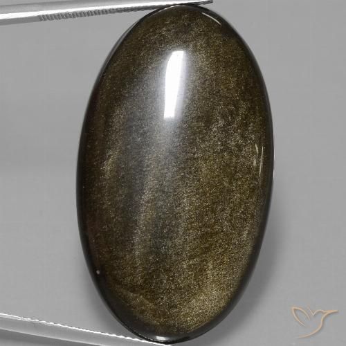 51.67ct Natural Preto com brilho dourado Obsidiana, oval, Opaco
