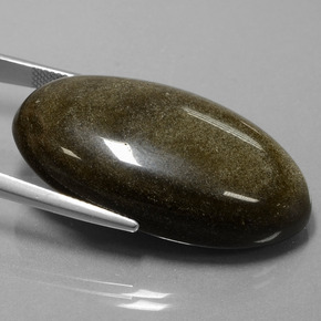 Obsidiana Brilho Dourado Natural 52.66ct, Corte Oval, Opaco