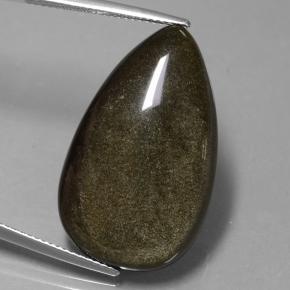 Obsidiana preto natural 21,67ct, formato de pêra, opaco