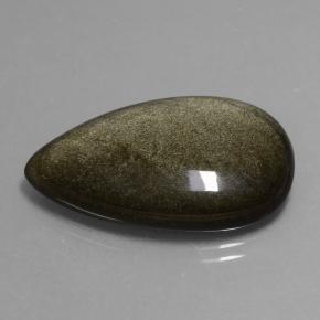 Obsidiana preto natural 21,67ct, formato de pêra, opaco