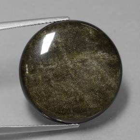 Obsidiana preto natural 24,98ct, corte redondo, opaco