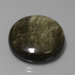 Obsidiana preto natural 24,98ct, corte redondo, opaco