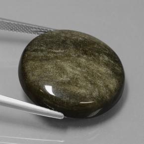 Obsidiana preto natural 24,98ct, corte redondo, opaco