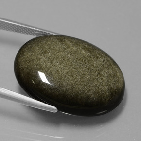 Obsidiana Ouro Preto Brilho Natural 25.43ct, Corte Oval, Opaco