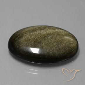 Obsidiana Preto com brilho dourado Natural 25.88ct, oval, Opaco