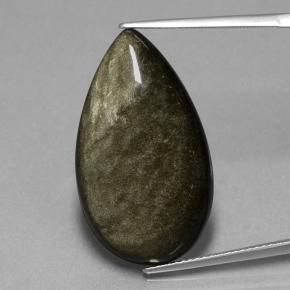 Obsidiana preto natural 18,42ct, formato de pêra, opaco
