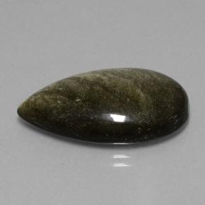 Obsidiana preto natural 18,42ct, formato de pêra, opaco