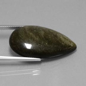 Obsidiana preto natural 18,42ct, formato de pêra, opaco