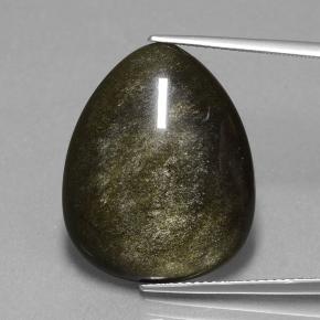 Obsidiana preto natural 15,72ct, formato de pêra, opaco