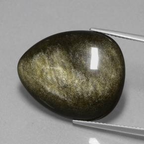 Obsidiana preto natural 15,72ct, formato de pêra, opaco