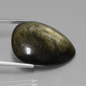 Obsidiana preto natural 15,72ct, formato de pêra, opaco