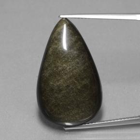 Obsidiana preto natural 19,36ct, formato de pêra, opaco