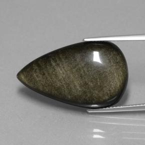 Obsidiana preto natural 19,36ct, formato de pêra, opaco