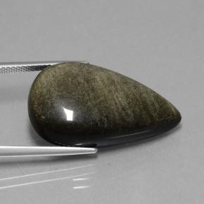 Obsidiana preto natural 19,36ct, formato de pêra, opaco
