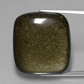 Obsidiana preto natural 22,65ct, almofada cortada, opaco