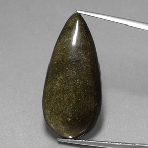 Obsidiana ouro natural 17,37ct, formato de pêra, opaco