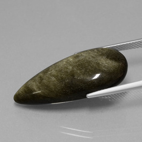 Obsidiana ouro natural 17,37ct, formato de pêra, opaco