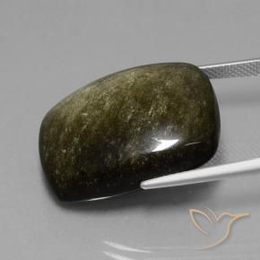 Obsidiana Preto com Bronze Natural 30.38ct, Almofada, Opaco